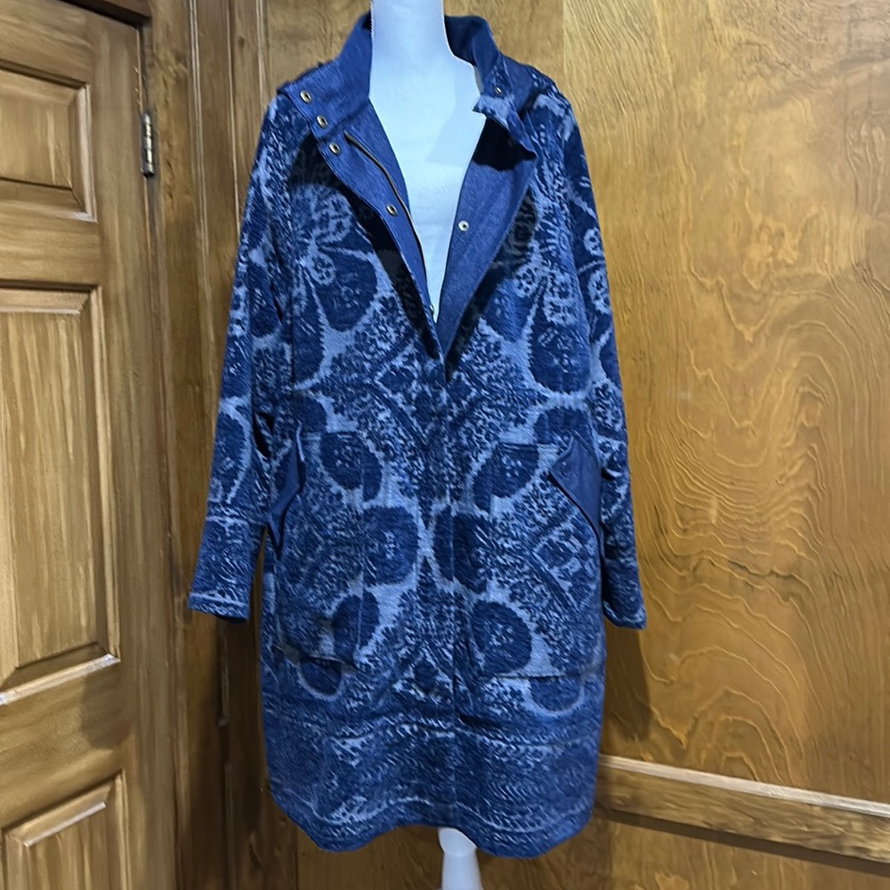 Anthropologie Blue Patterned Utility Jacket